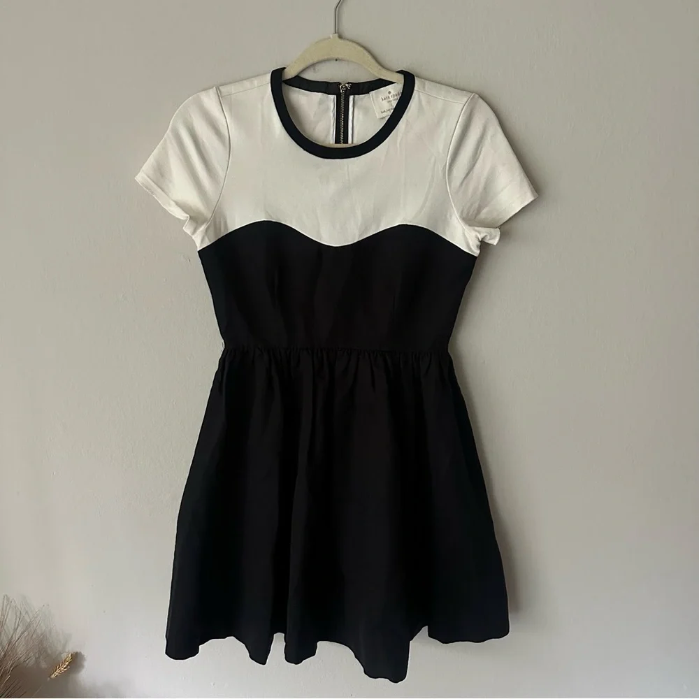 Kate Spade Sweetheart Illusion Fit and Flare Dress in Black/White Sz 2 Holiday